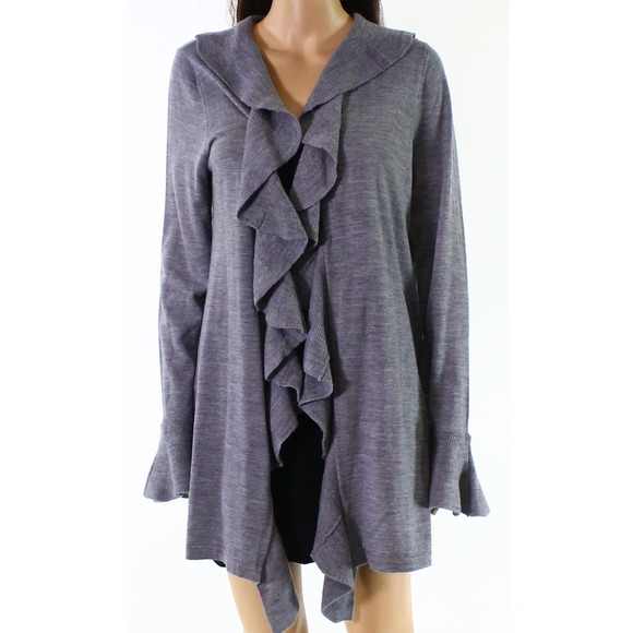 Vertical Design Ruffle Cardigan Sweater - Picture 1 of 2